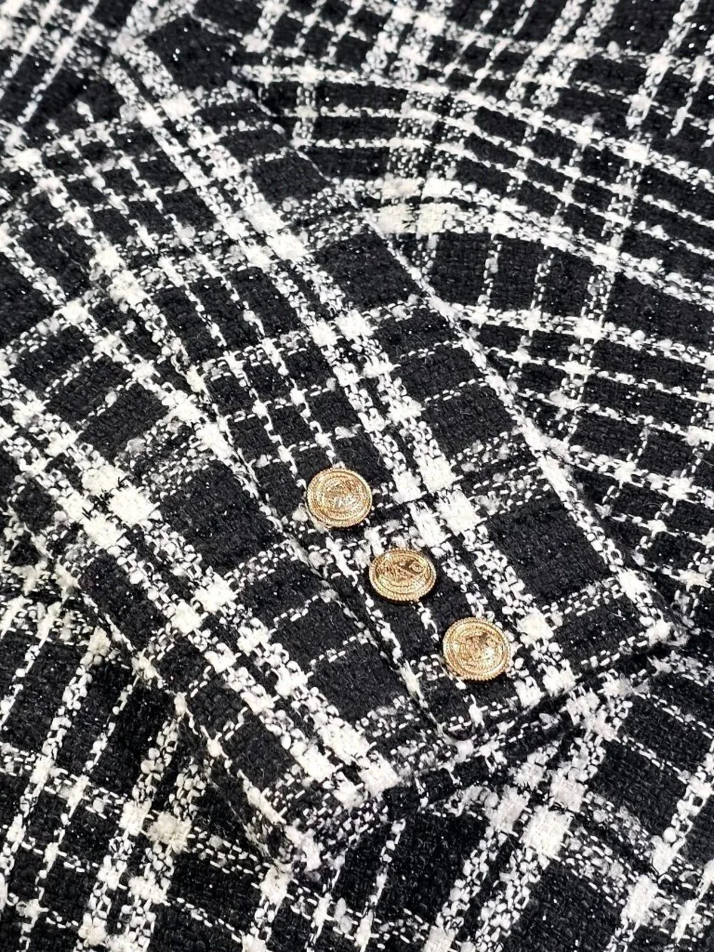 Rachel Parcell Women's Plaid Tweed Double Breasted Satin Lapel Blazer Sz 4 3151 - Picture 11 of 16